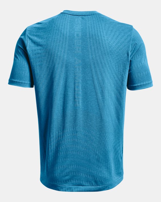 Men's UA RUSH™ HeatGear® Seamless Illusion Short Sleeve, Blue, pdpMainDesktop image number 6